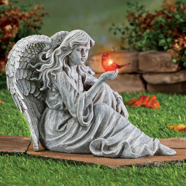 Trinx Eade Angel With Cardinal Garden Statue Wayfair